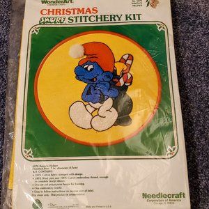 Vintage Smurf Christmas Stitchery Kit NWT